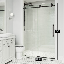 VIGO Elan Cass Aerodynamic 60 to 64 in. W x 76 in. H Sliding Frameless  Shower Door in Matte Black with 3/8 Clear Glass VG6044MBCL6476 - The Home  Depot