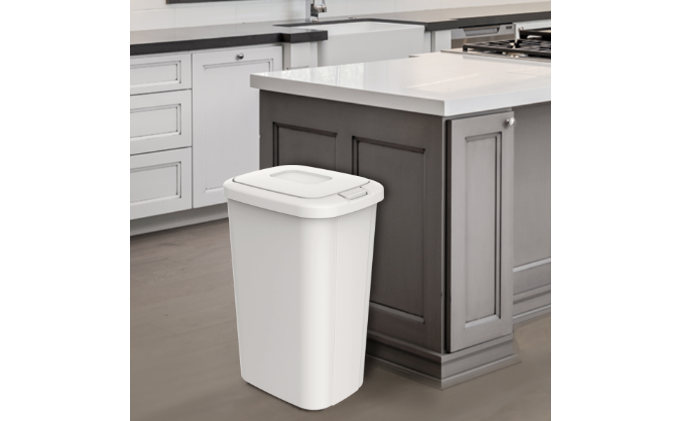 Hefty 13.5-Gallons White Plastic Kitchen Trash Can with Lid Indoor in the  Trash Cans department at