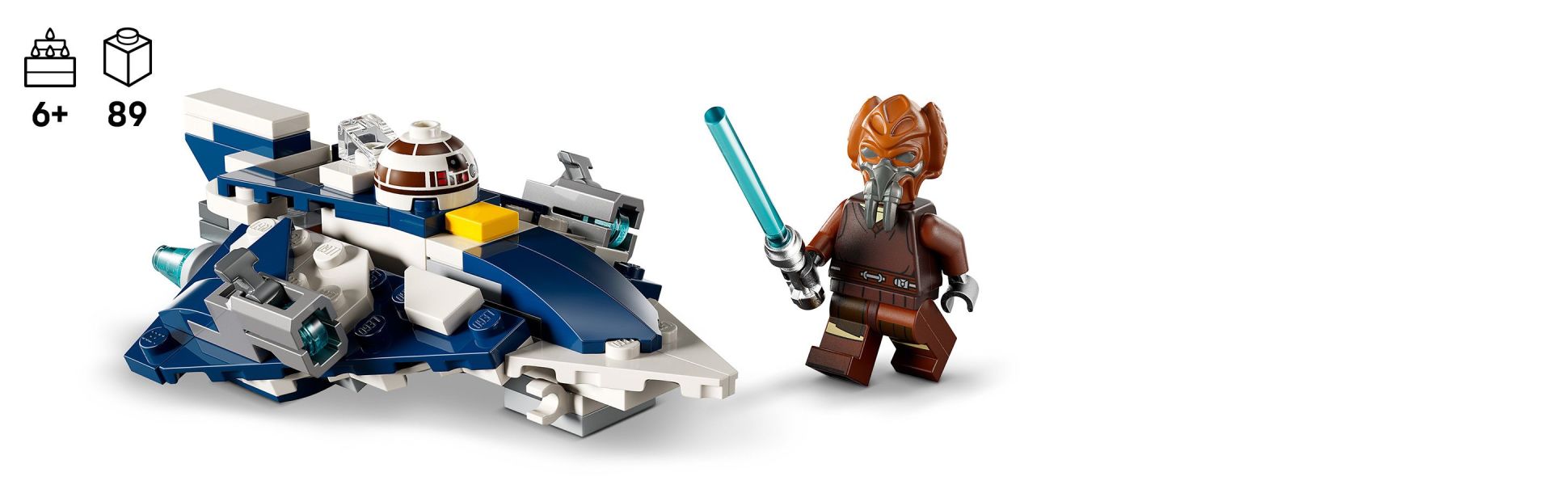 This is the first-ever LEGO Star Wars Microfighters version of a Jedi starfighter, and it’s designed for quick-building.
