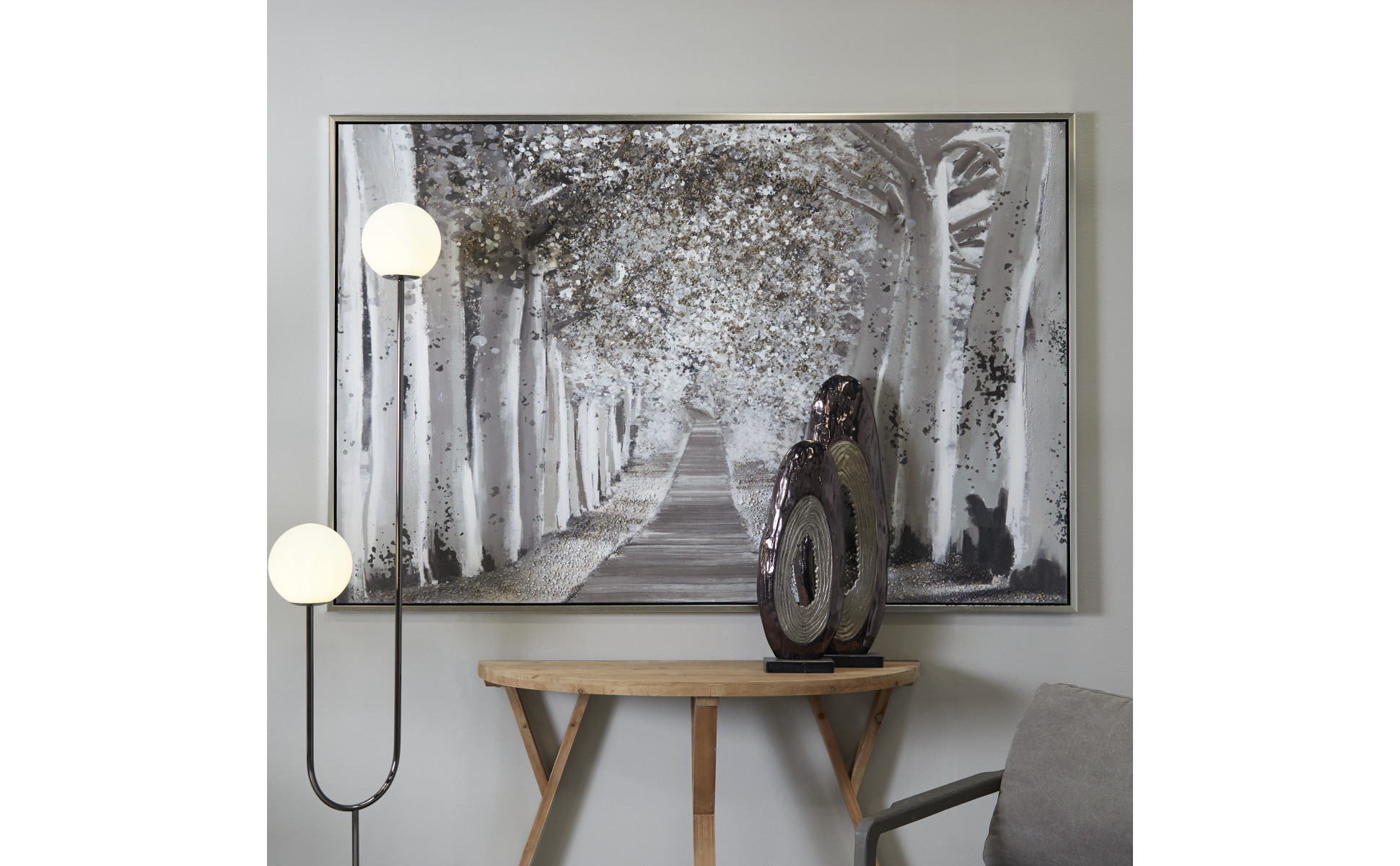Litton Lane 1- Panel Landscape Trees Framed Wall Art with Silver