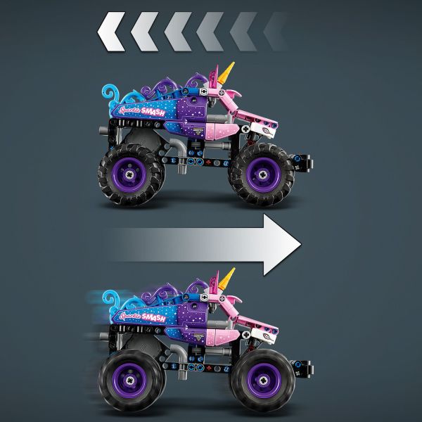 Use the pull-back function to launch the truck into action.
