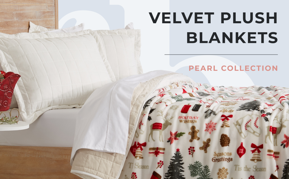 Great Bay Home Velvet Plush Fleece Holiday Printed Warm and Cozy Bed  Blanket (Twin, Holiday Time)