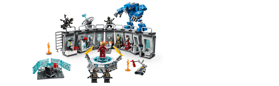 Set lego marvel avengers online salón de armaduras 76125