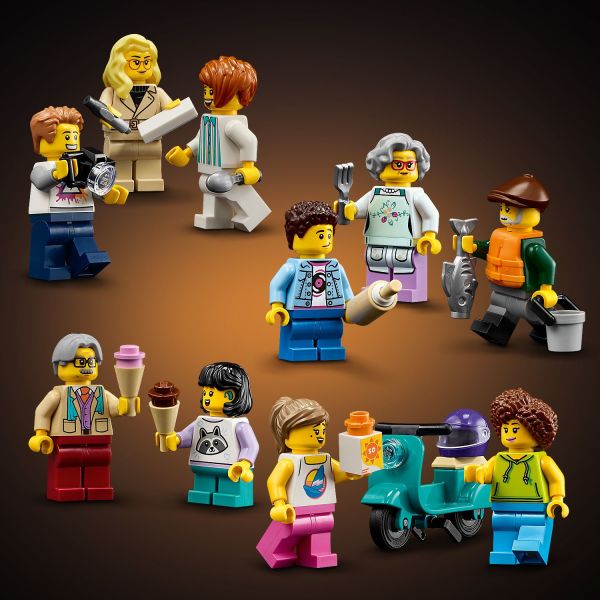 Bring the village scene to life with tourists and locals.