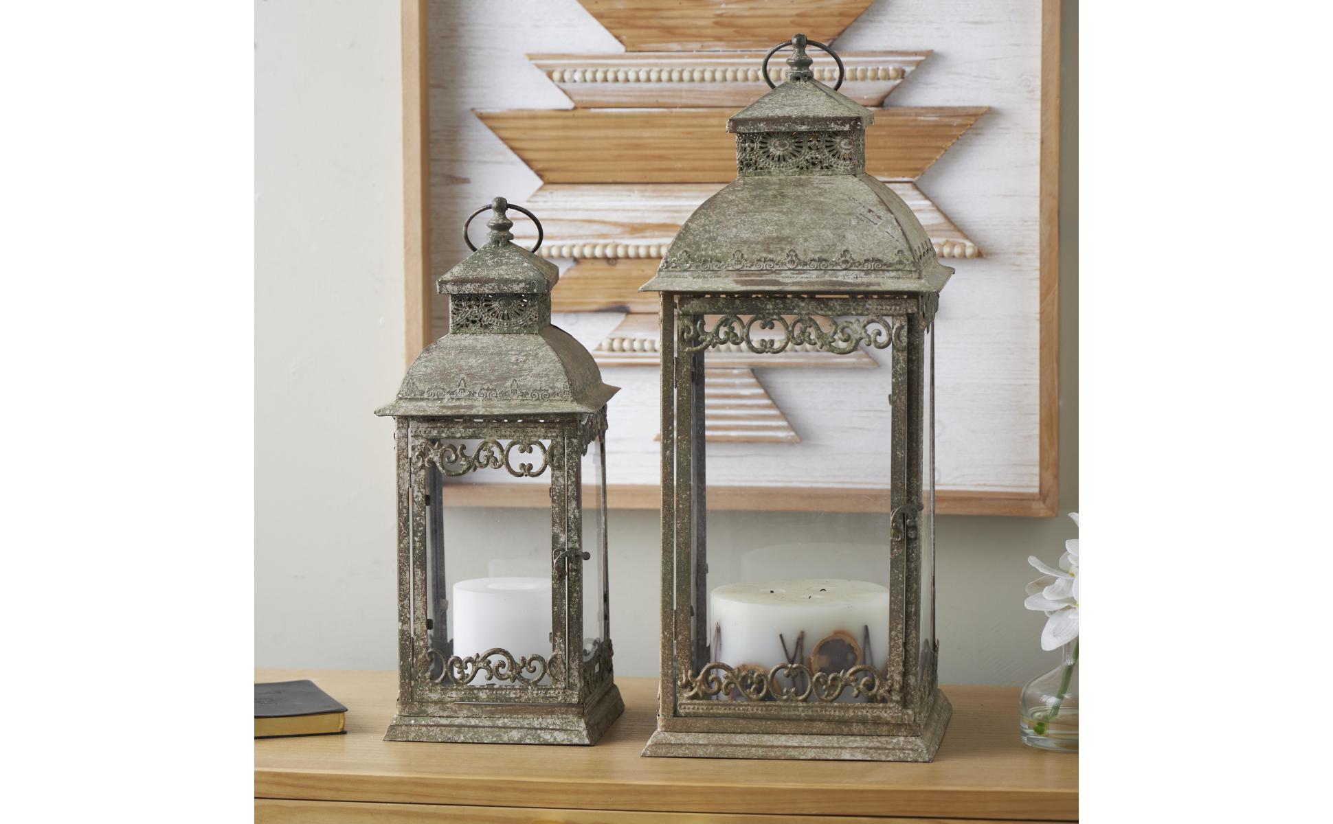 Litton Lane Brown Metal Distressed Vintage Inspired Ornate Scroll