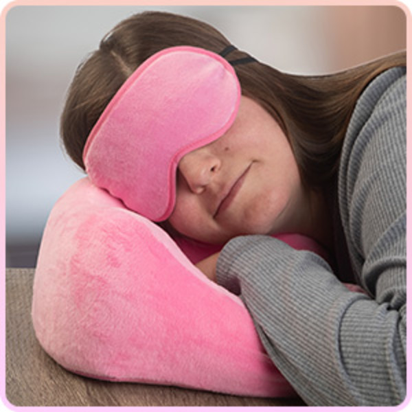 Home-Complete Travel Neck Pillow Set with Fleece Blanket and Eye