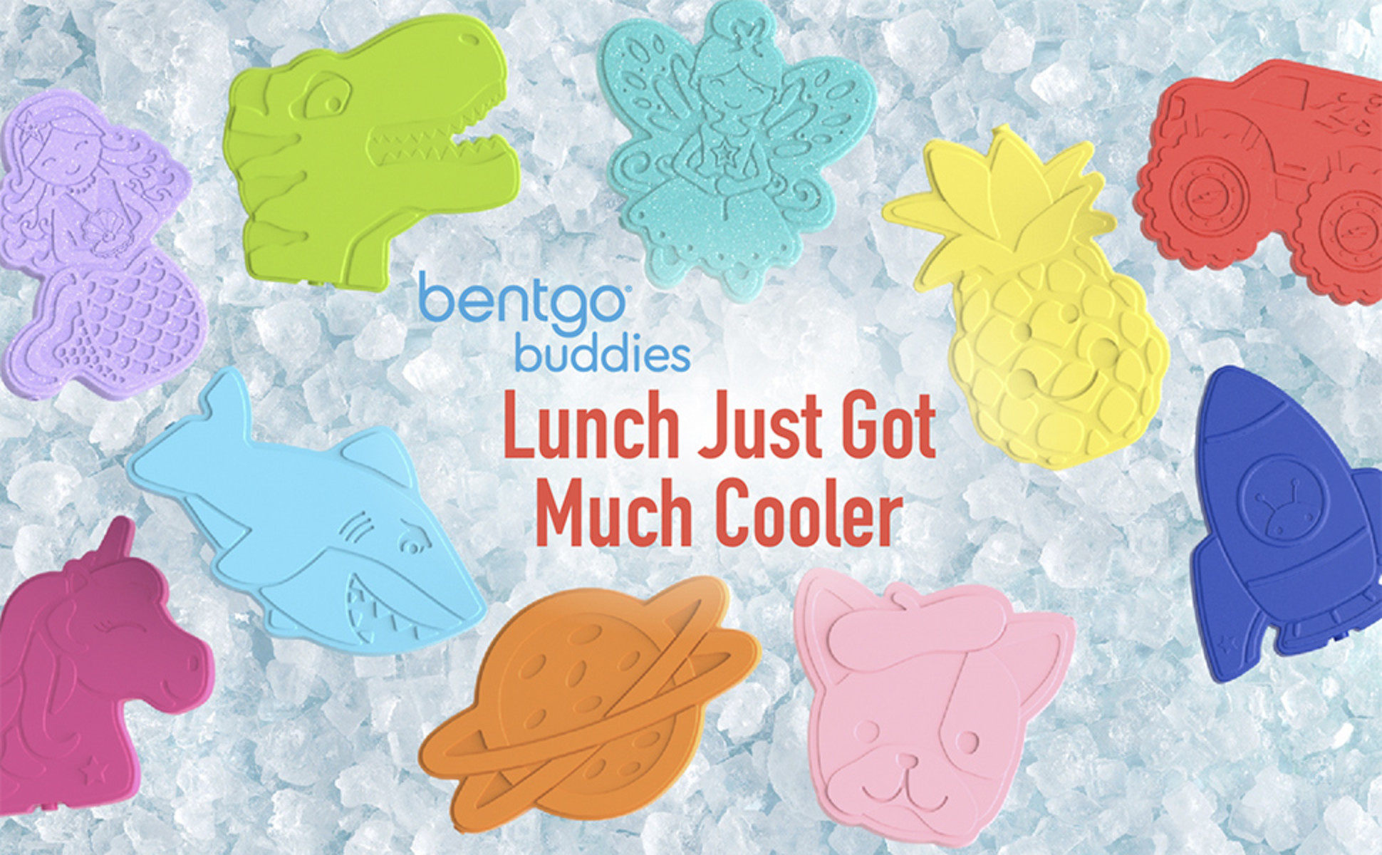 Bentgo Buddies Glitter Reusable Ice Packs ,Slim for Lunch Boxes / Bags, and Coolers - Multicolored 4-Pack (Mermaid)