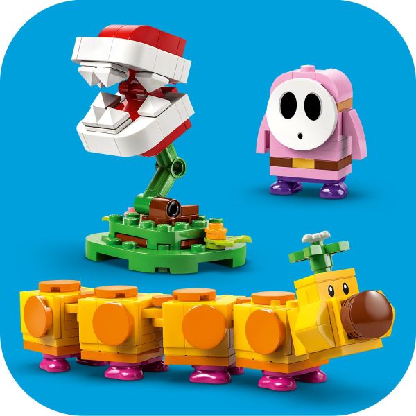 A Pink Shy Guy, Wiggler and a Piranha Plant.