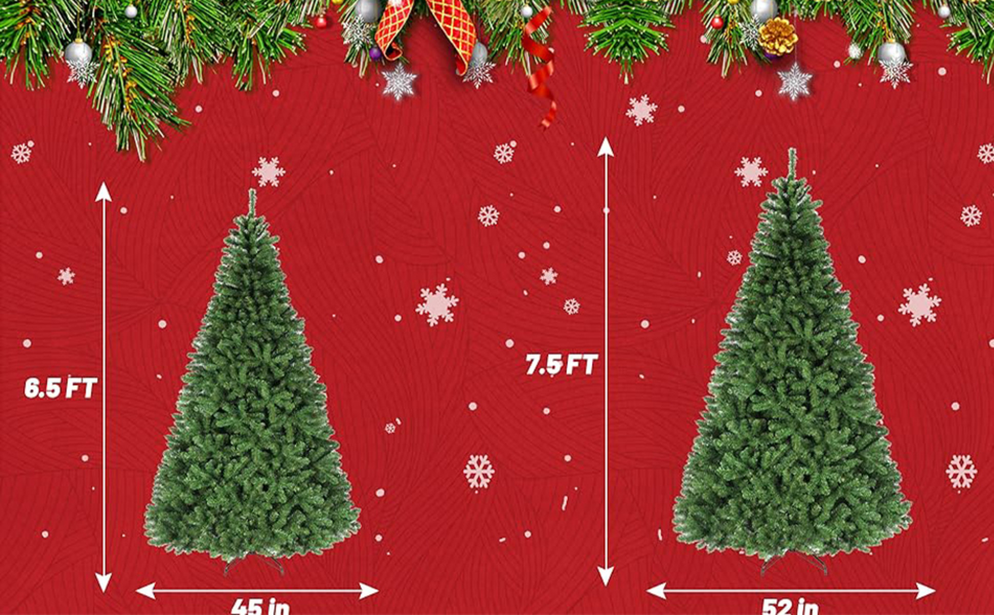 Vebreda Artificial Christmas Tree 6ft with 1,000 Tips, Metal