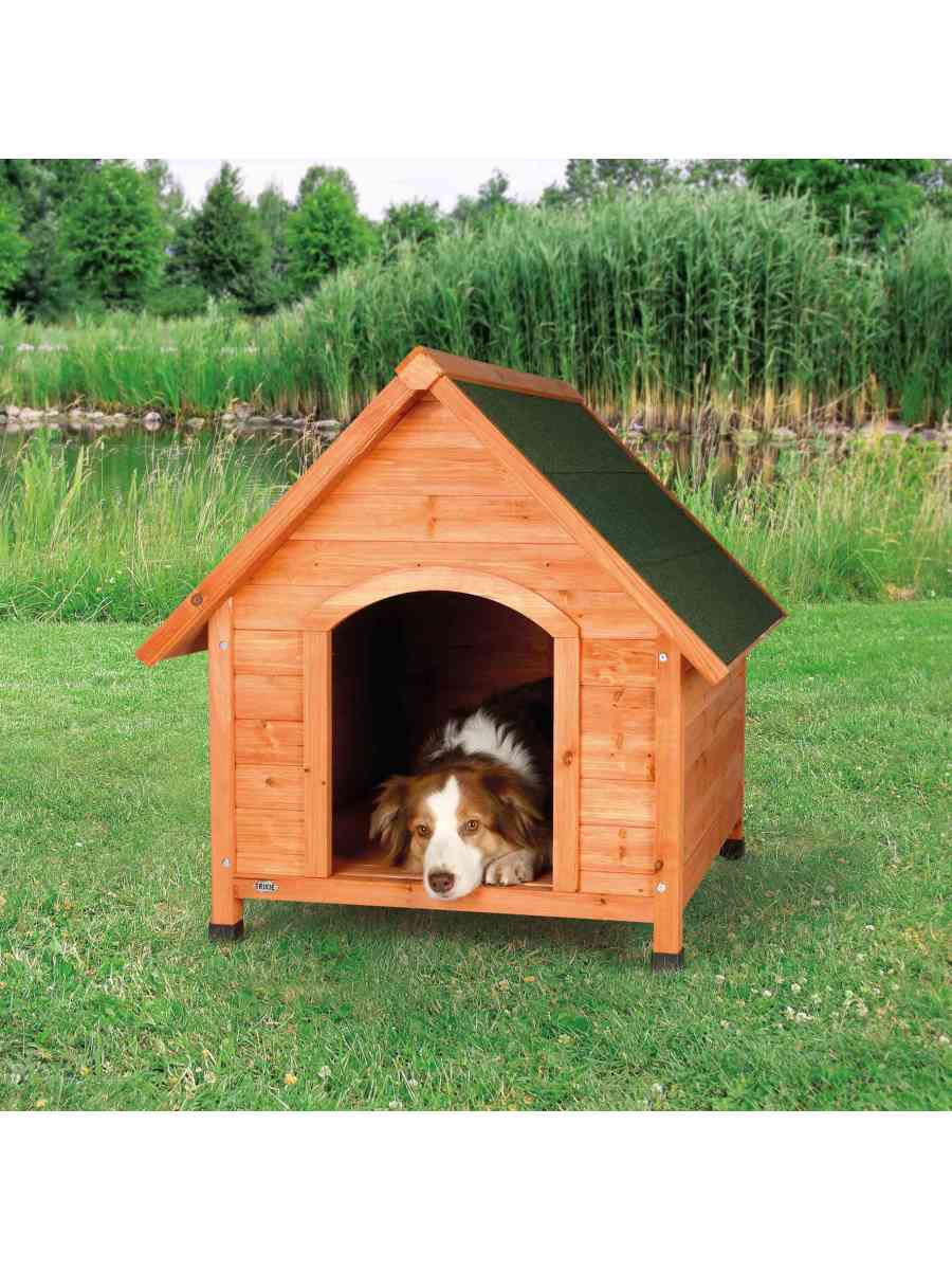 TRIXIE Natura Large Outdoor Dog House with Pitched Roof & Weather ...