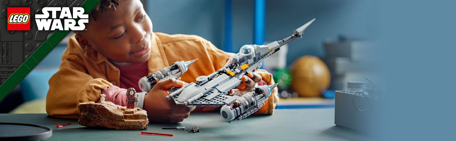 Bring Star Wars: The Book of Boba Fett stories to life with this LEGO brick model of The Mandalorian’s N-1 Starfighter .