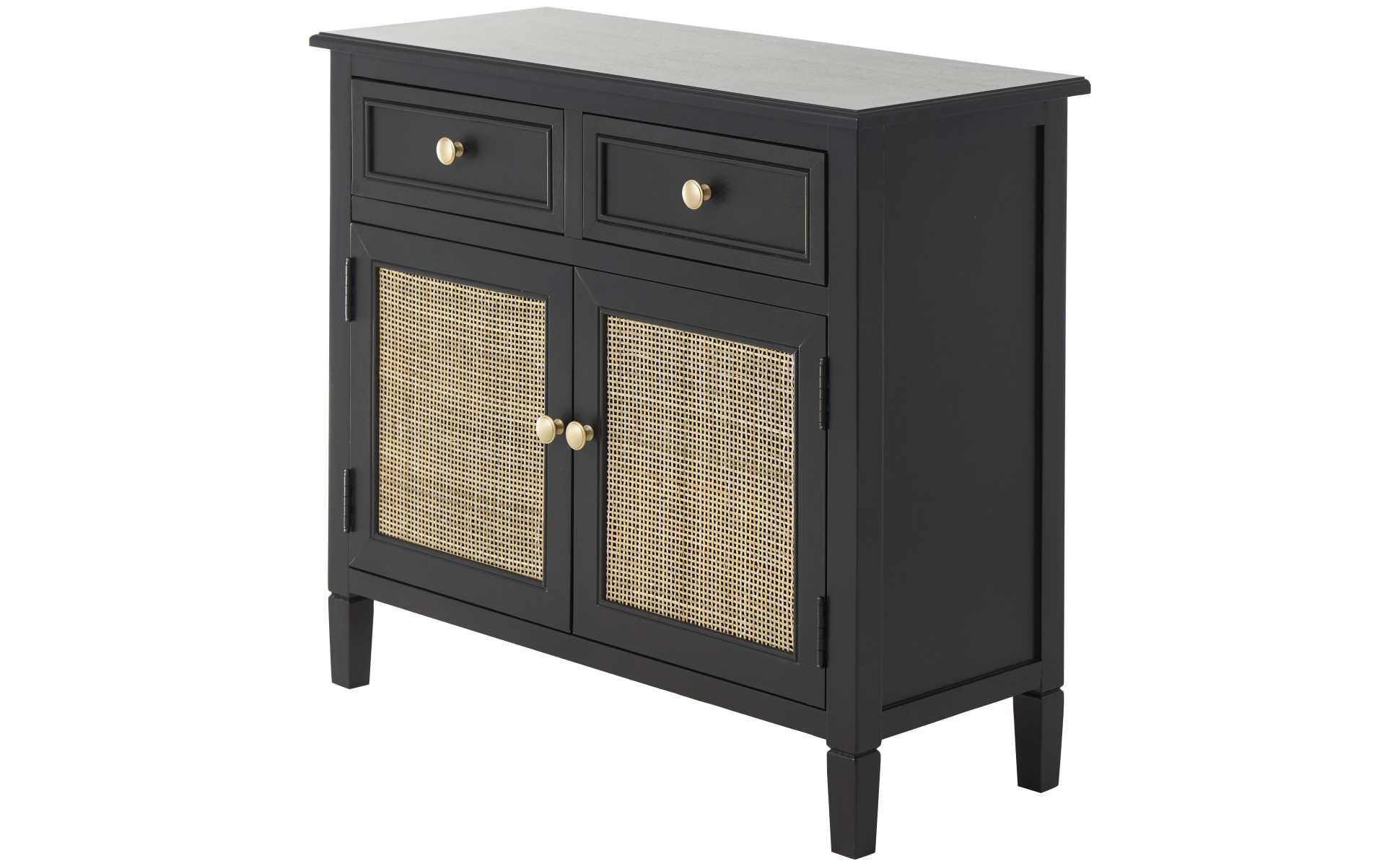 Litton Lane Black Wood 26 in. 2 Drawers and 2 Door Cabinet with