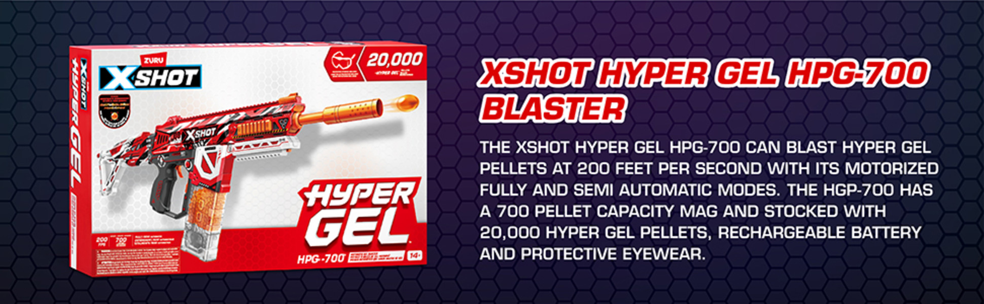 X-Shot Hyper Gel HPG-700 Blaster (20,000 Hyper Gel Pellets) by ZURU for  Ages 14-99 