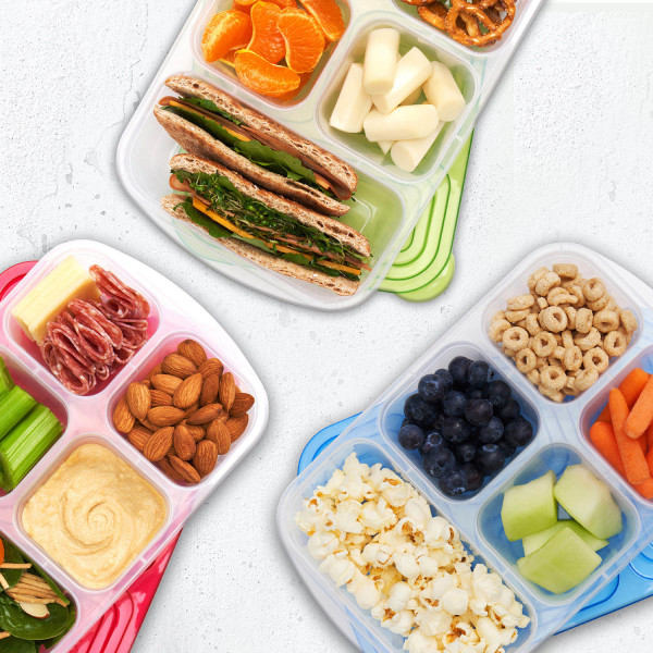 Lunbxx Bento Lunch Boxes - Reusable 5-Compartment Food Lunchables  Containers, Snack Boxes For Adults Container for School, Work, and Travel,  Set of 4
