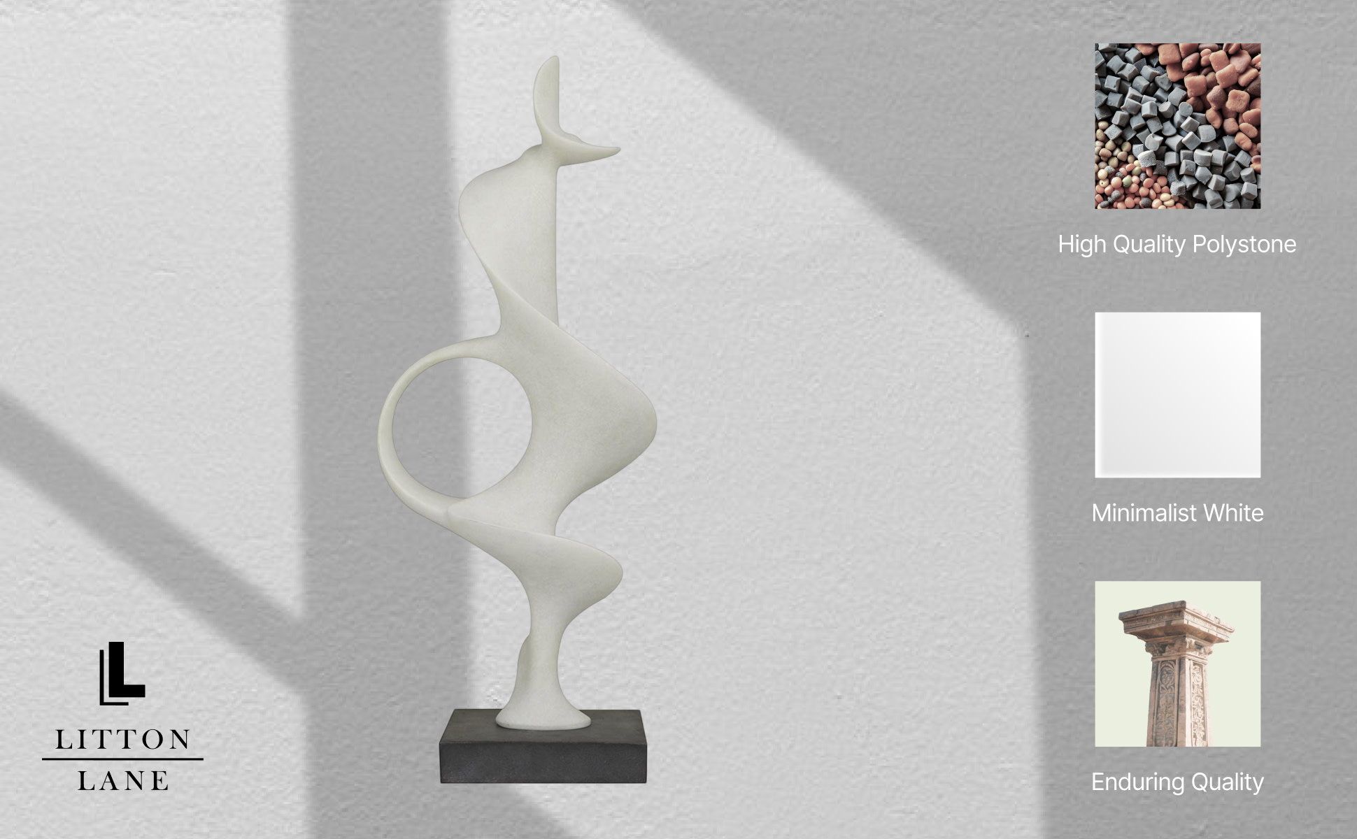 Litton Lane 9 in. x 28 in. White Polystone Abstract Sculpture with