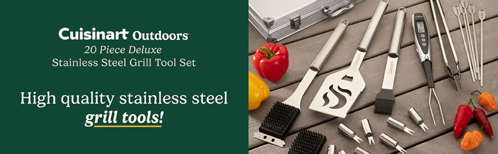 Cuisinart 20-Piece Deluxe Stainless Steel Grill Tool Set Cuisinart 20-Piece Deluxe Stainless Steel Grill Tool Set