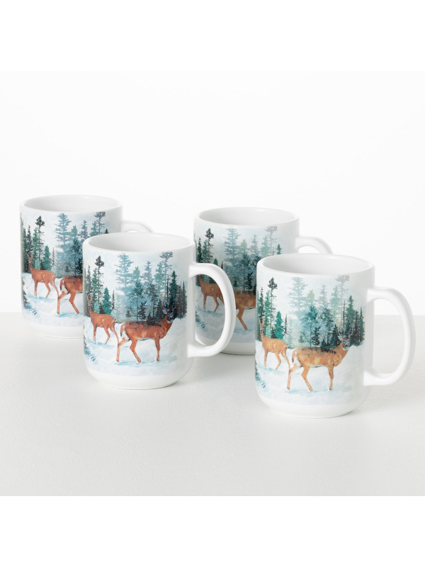 Rivers Edge Deluxe Mug - Deer/farm Scene 15 oz.