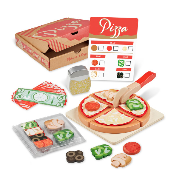 Melissa Doug Wooden Felt Pizza Play Set, 41 Pieces, Toddler