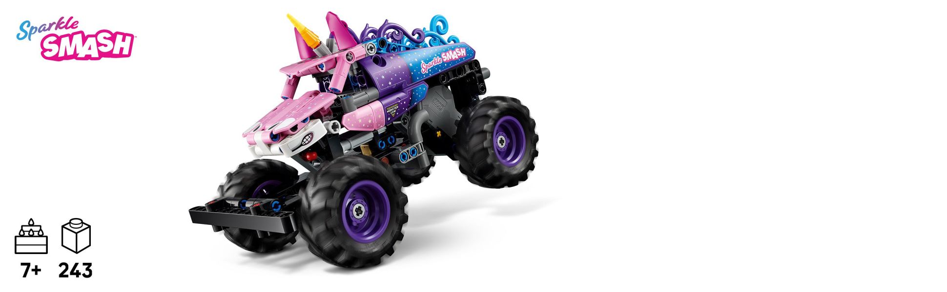 Inspire kids to create their own epic Monster Jam shows as they play with this building set.