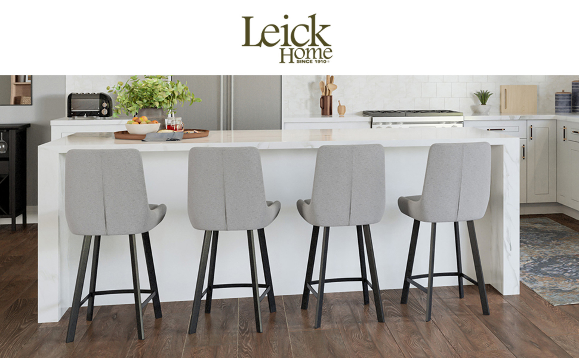 Leick Home Upholstered Back Counter Height Stool with Steel Base