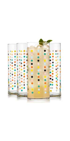 Libbey Vintage Flower Power Dots Tumbler, 16 oz, Set of 4