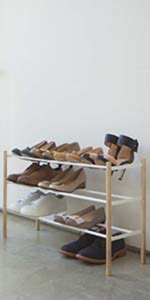 Yamazaki Home Expandable Shoe Rack Two Sizes White Steel