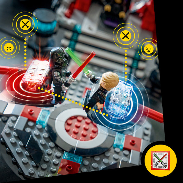 Trigger clashing sounds when the Lightsabers strike each other.