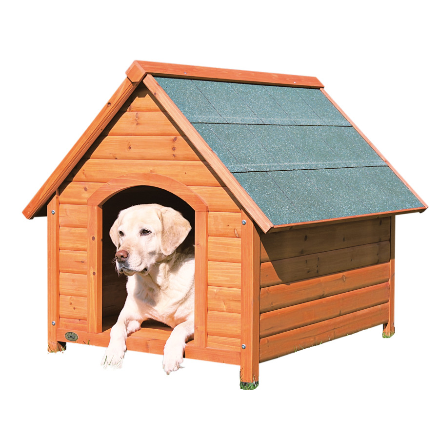 TRIXIE Natura Large Outdoor Dog House with Pitched Roof & Weather ...