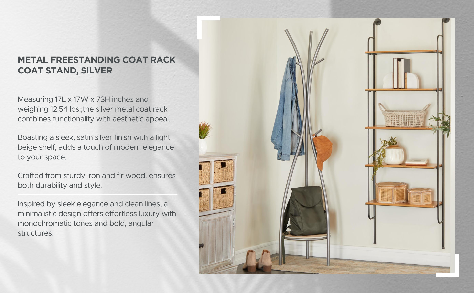 Litton Lane Silver Metal Modern Coat Rack 77602 - The Home Depot