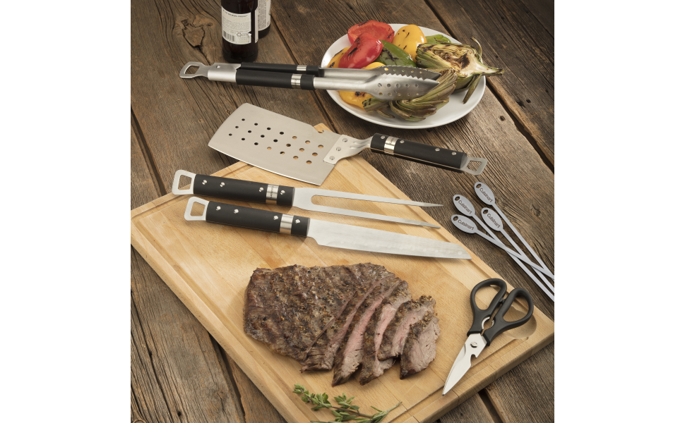 Cuisinart® Chef's Classic™ 5 Piece Grill Set - Includes Spatula, Tongs,  Fork, Knife, and Multi-Purpose Shears - AliExpress