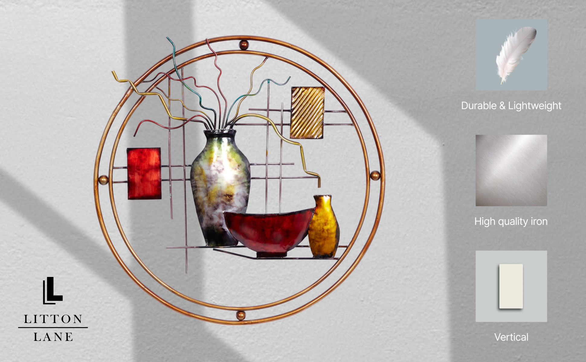 Litton Lane 24 in. x 1 in. Metal Multi Colored Abstract Wall Decor