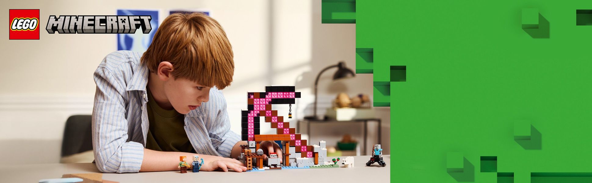 This hands-on Minecraft mining set provides feature-packed creative play as well as stylish gamer-room decor.