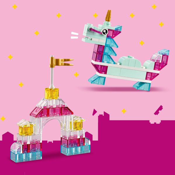 Scale up the creativity with a castle and a dragon toy.