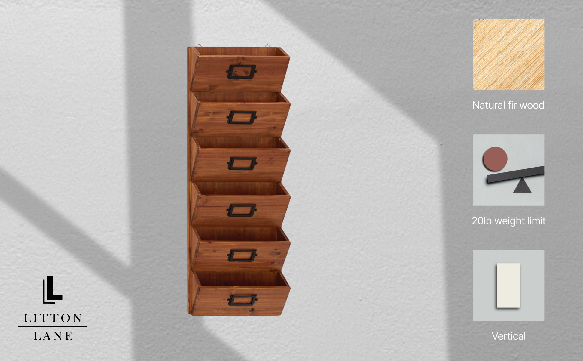 Litton Lane Brown Wood Traditional Magazine Rack Holder 58613