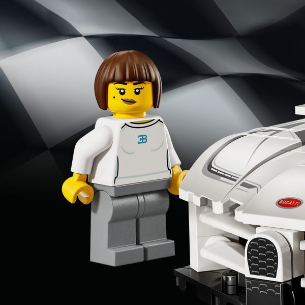 Minifigure wears a Bugatti outfit.