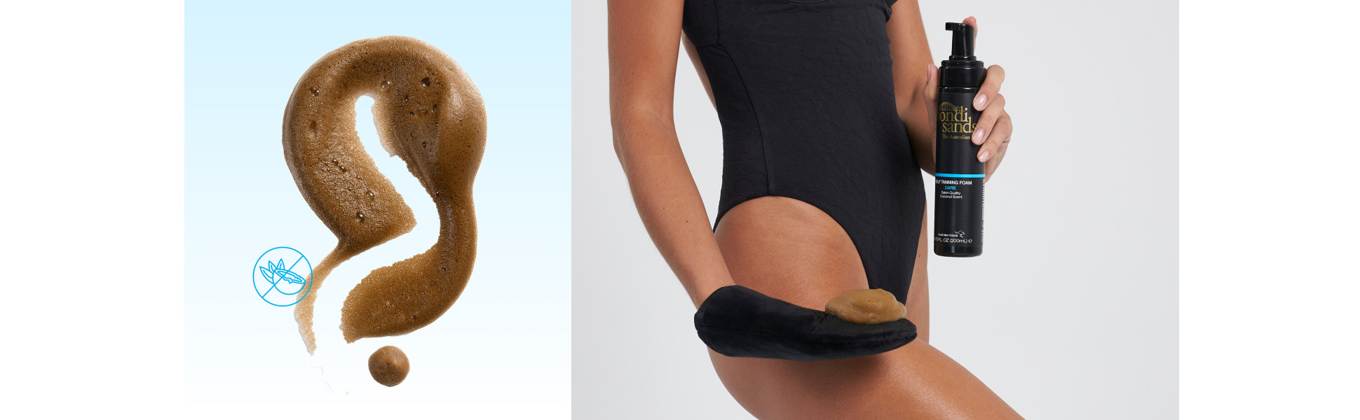 Dark Bondi Sands Self Tanner being applied to a woman's leg.