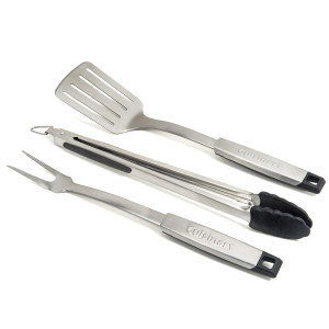 Cuisinart® 3 Piece Stainless Steel Barbecue Tool Set - Set Includes  Spatula, Locking Tongs And A Silicon Basting Brush