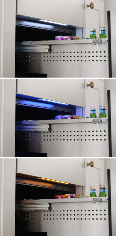 3-Color LED lighting in Cloud White, Deep Blue and Amber.