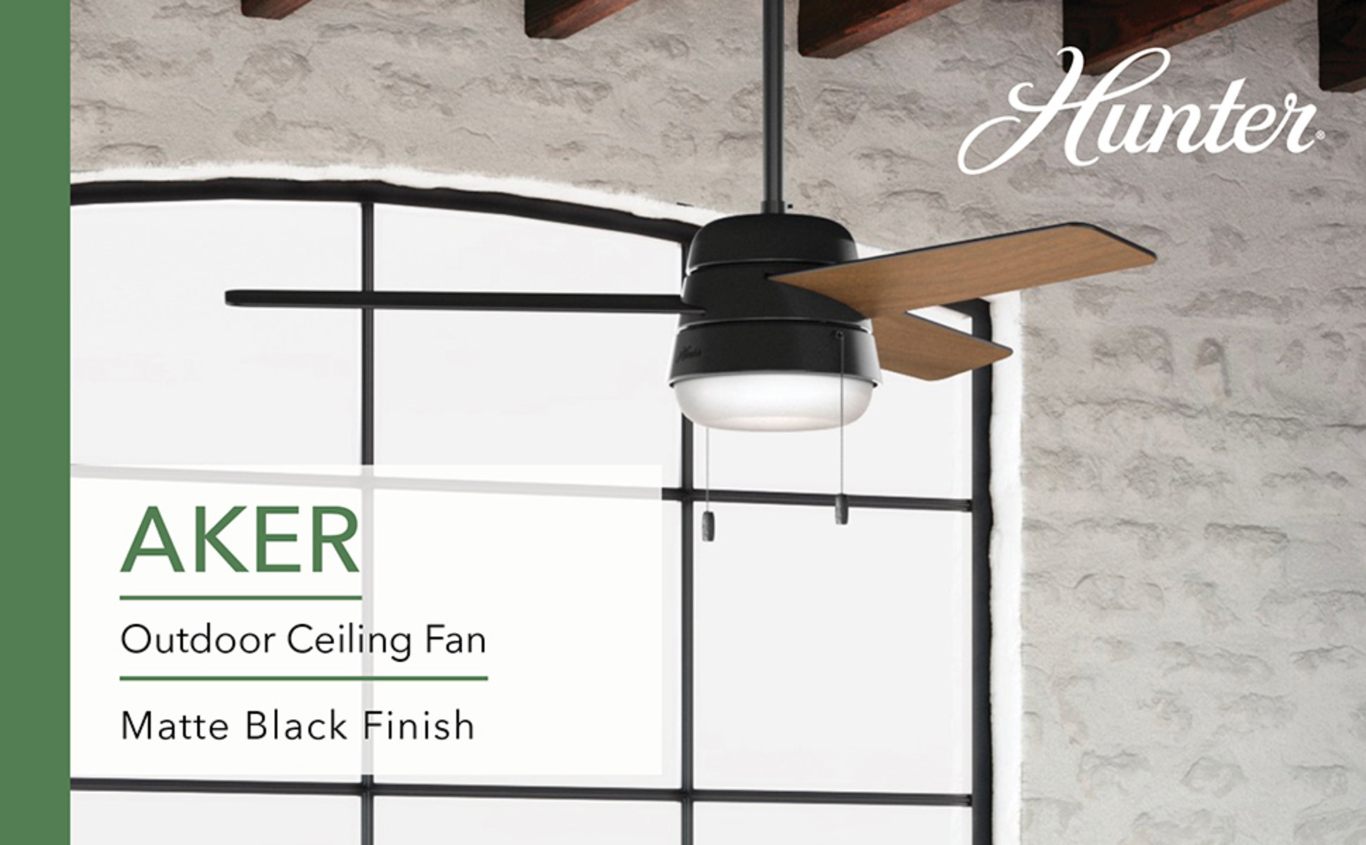 ARCHELON BlackOut 50x [アーケロン] Hunter Fan Company, 50386, 52 inch Aker Matte Black Indoor