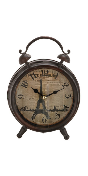 Black Metal Eiffel Tower Clock with Bell Style Top