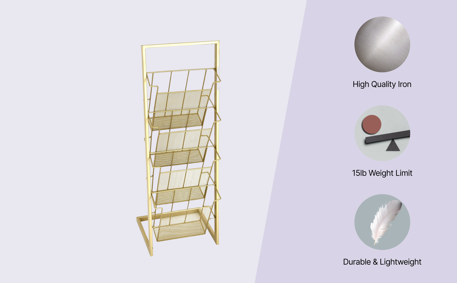Contemporary Gold Metal Magazine Holder
